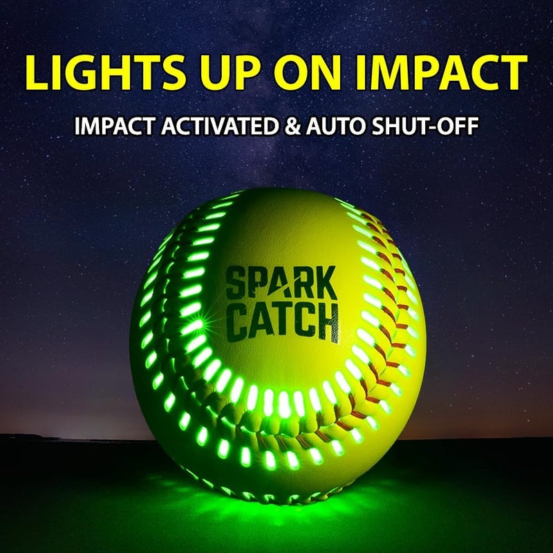 SPARK CATCH Light Up 12" Glow in The Dark Fastpitch Softball for Girls, Teens, and Players (Neon Green) - Image 2